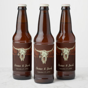 Étiquette Pour Bouteilles De Bière Taureau Rustique Mariage Brown Pays Ouest