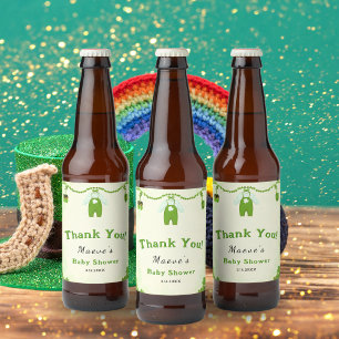 Étiquette Pour Bouteilles De Bière Tenue de bébé Trèfle Petite Chanceuse Baby Shower