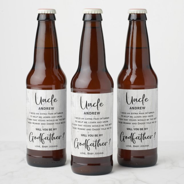 Étiquette Pour Bouteilles De Bière Texture en bois moderne Proposition du parrain (Bouteilles)