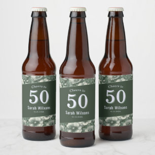 Étiquette Pour Bouteilles De Bière Thème Anémones Vertes Surprise Anniversaire Pour M