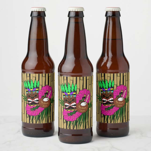 Étiquette Pour Bouteilles De Bière Thème de fête d'anniversaire de Luau personnalisé (Bouteilles)