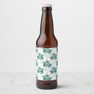 Étiquette Pour Bouteilles De Bière tortue de mer aquarelle verte bleue motif animal