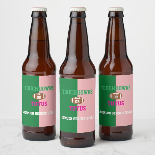Étiquette Pour Bouteilles De Bière Touchdowns ou Tutus Genre Reveal (Bouteilles)