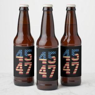Étiquette Pour Bouteilles De Bière Trump 2024 45 47 Drapeau Américain Rétro Vintage 4