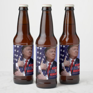 Étiquette Pour Bouteilles De Bière Trump hisse le drapeau - Trump 2020