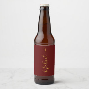 Étiquette Pour Bouteilles De Bière Typographie bourguignonne et or