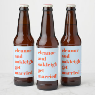Étiquette Pour Bouteilles De Bière Typographie Gras Mariage Moderne Bleu Orange Amusa