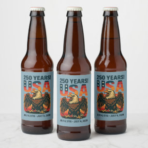 Étiquette Pour Bouteilles De Bière USA 250 Years - Patriotic Bald Eagle 4 juillet 202