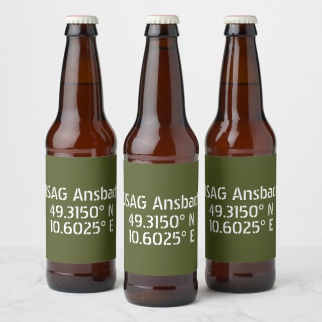 Étiquette Pour Bouteilles De Bière USAG Ansbach Latitude Longitude (Bouteilles)