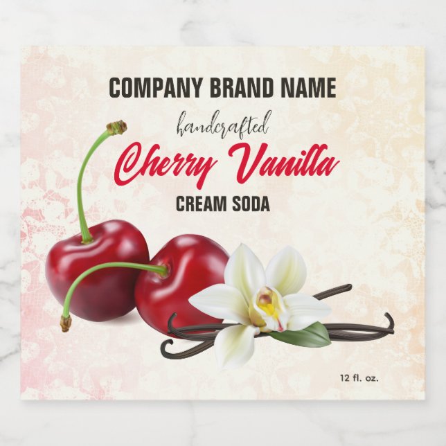 Étiquette Pour Bouteilles De Bière Vanilla cerise (Étiquettes simples)