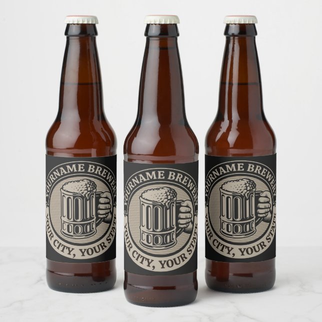 Étiquette Pour Bouteilles De Bière Verre géant de brasserie personnalisée NOM (Bouteilles)