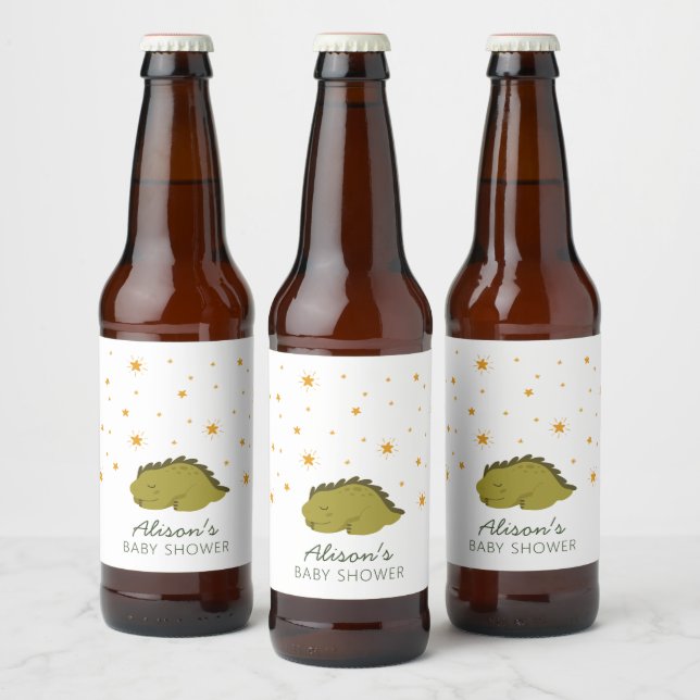 Étiquette Pour Bouteilles De Bière Vert Dinosaure Twinkle Stars Genre Neutre (Bouteilles)