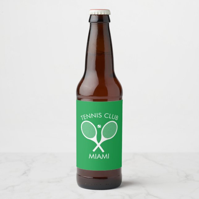 Étiquette Pour Bouteilles De Bière Vert moderne blanc élégant Tennis classique (Devant)