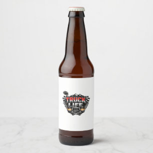 Étiquette Pour Bouteilles De Bière Vie de Camion Grunge en Chrome Rouge Distressed Ca