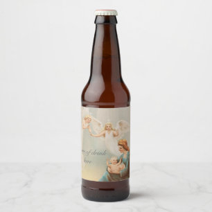 Étiquette Pour Bouteilles De Bière Vintage coloré Marie avec bébé Jésus