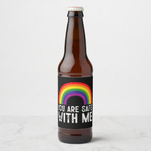 Étiquette Pour Bouteilles De Bière Vous êtes en sécurité avec moi LGBTQ Mois de la fi
