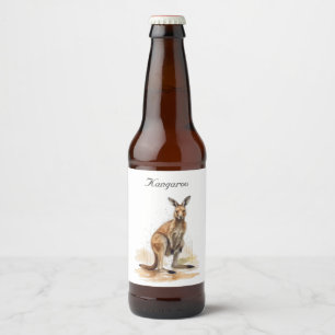 Étiquette Pour Bouteilles De Bière Wanderer extérieur : aquarelle Kangaroo personnali