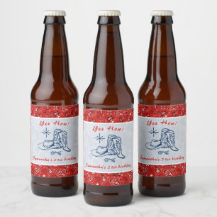Étiquette Pour Bouteilles De Bière Yee How Western Paisley Denim Blue Jeans Anniversa