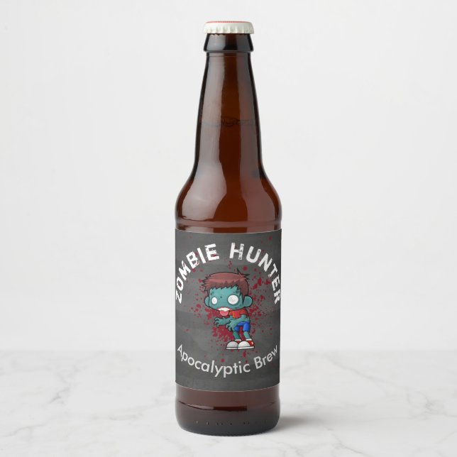 Étiquette Pour Bouteilles De Bière Zombie Hunter Apocalyptique Brew Cool Déplaisant (Devant)
