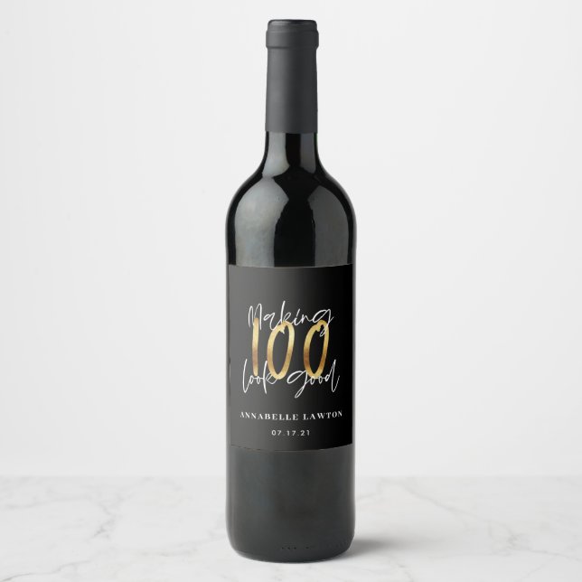 Étiquette Pour Bouteilles De Vin 100 ans d'or (Devant)