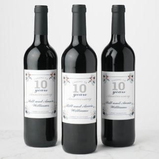 Étiquette Pour Bouteilles De Vin 10e anniversaire de Mariage encourage à 10 ans de 