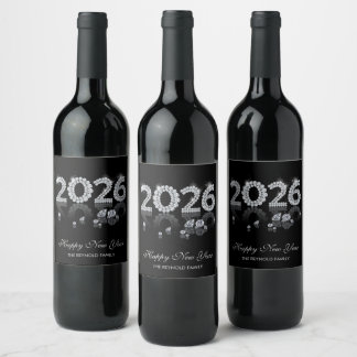 Étiquette Pour Bouteilles De Vin 2026 Brilliant Diamonds Luxury New Year