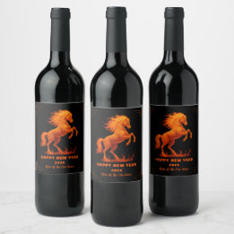 Étiquette Pour Bouteilles De Vin 2026 Year of the Fire Horse Chinese Zodiac