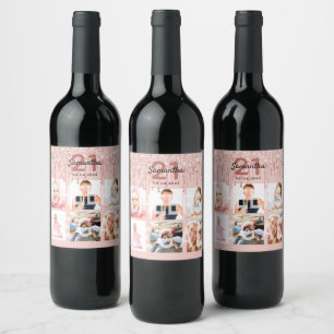 Étiquette Pour Bouteilles De Vin 21e anniversaire rose photo gouttes légales