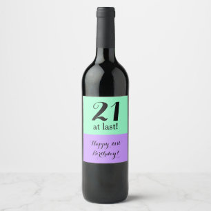 Étiquette Pour Bouteilles De Vin 21ème Cadeau d'étiquette de vin d'anniversaire