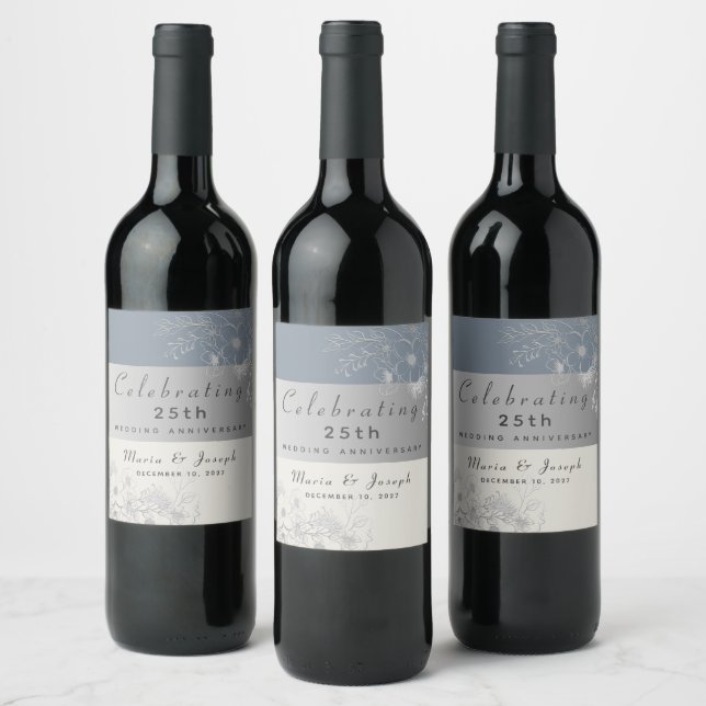 Étiquette Pour Bouteilles De Vin 25e anniversaire du Mariage (Bouteilles)
