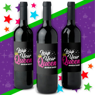 Étiquette Pour Bouteilles De Vin 29 fév Année bissextile Reine Jour bissextile Anni