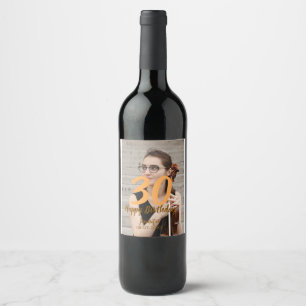 Étiquette Pour Bouteilles De Vin 30e anniversaire ajouter nom date année photo blan