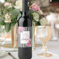 30e anniversaire fleurs roses noir blanc rayures