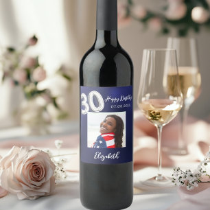 Étiquette Pour Bouteilles De Vin 30e anniversaire marine bleu photo