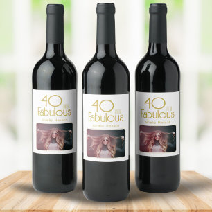 Étiquette Pour Bouteilles De Vin 40 et fabuleux Elégant 40e anniversaire Photo