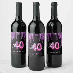 Étiquette Pour Bouteilles De Vin 40 Fabuleux anniversaire noir violet parties scint