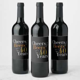 Étiquette Pour Bouteilles De Vin 40e anniversaire Soeurs Bières Black Gold Party