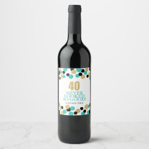 Étiquette Pour Bouteilles De Vin 40e anniversaire Sparkling Gold Parties scintillan