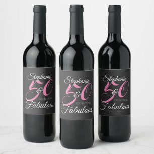Étiquette Pour Bouteilles De Vin 50 ans et Fabuleux Fête d'anniversaire personnalis