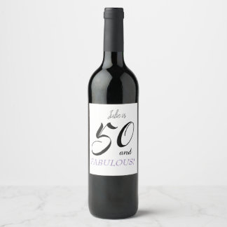 Étiquette Pour Bouteilles De Vin 50 et fabuleuse fête d'anniversaire en violet et n