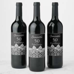 Étiquette Pour Bouteilles De Vin 50 et fabuleuse fête d'anniversaire monogramme nom