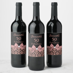 Étiquette Pour Bouteilles De Vin 50 et fabuleuse fête d'anniversaire monogramme nom