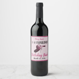 Étiquette Pour Bouteilles De Vin 50 et fabuleux Bassin d'anniversaire rose