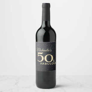 Étiquette Pour Bouteilles De Vin 50 et fabuleux Black Gold 50e anniversaire moderne
