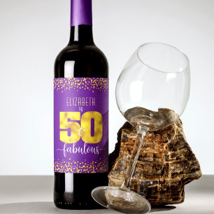 Étiquette Pour Bouteilles De Vin 50 et fabuleux dots de feuille d'or d'anniversaire