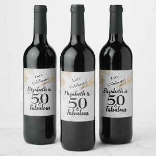 Étiquette Pour Bouteilles De Vin 50 et fabuleux marbre gris or avec texte noir