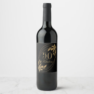 Étiquette Pour Bouteilles De Vin 50 & Fabuleux Anniversaire Celebration Gold Black