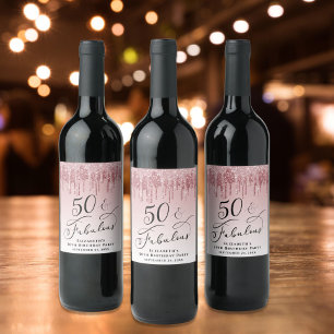 Étiquette Pour Bouteilles De Vin 50 Fabuleux Rose Gold Parties scintillant rose fêt