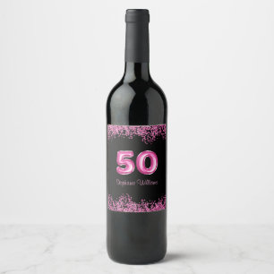 Étiquette Pour Bouteilles De Vin 50e anniversaire Ballons roses chauds Parties sc