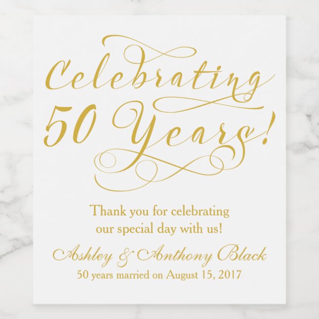 Étiquette Pour Bouteilles De Vin 50e anniversaire du Mariage Personnalisé (Étiquettes simples)